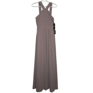 NWT Lulus air of romance taupe maxi dress womens small bridesmaid prom hoco